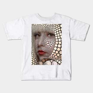 Blond woman face circles Kids T-Shirt